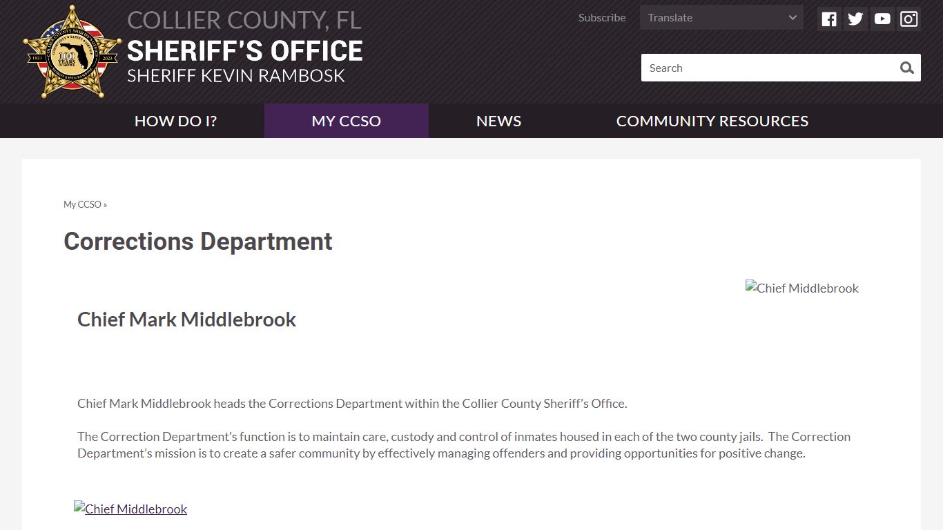 Corrections Department | Collier County, FL Sheriff